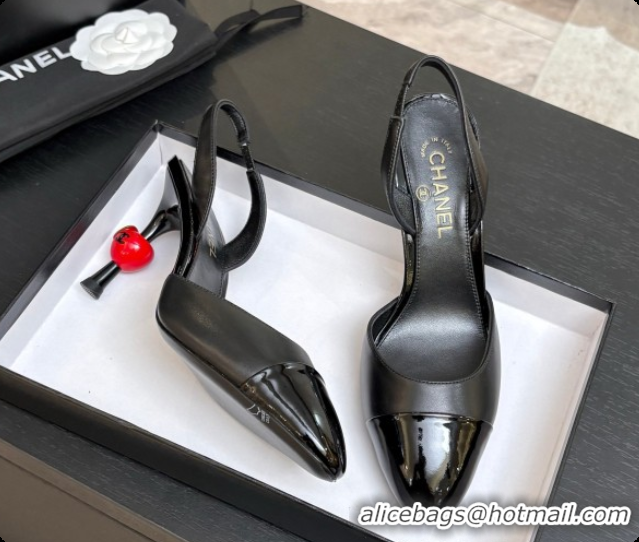 Sophisticated Chanel Lambskin & Patent Leather Slingbacks G47469 Black 2026