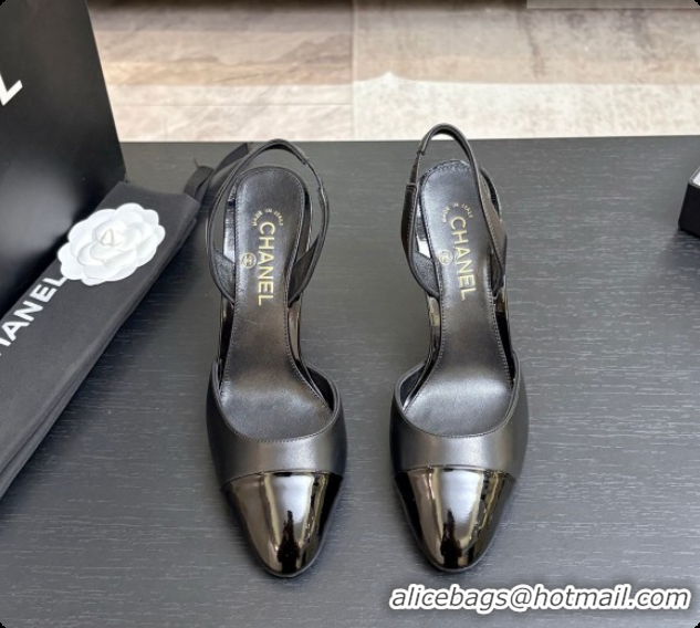 Sophisticated Chanel Lambskin & Patent Leather Slingbacks G47469 Black 2026