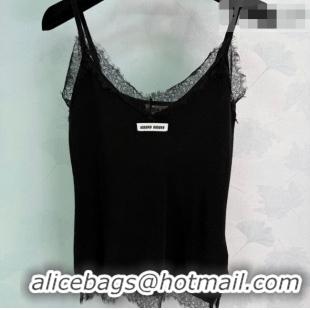 Super Quality Miu Miu Wool Blend Knit and Lace Vest MM032301 Black 2026