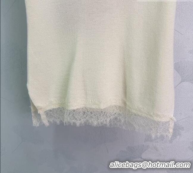 Low Cost Miu Miu Wool Blend Knit and Lace Vest MM032301 White 2026