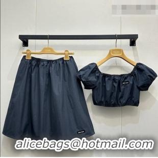 Luxury Cheap Miu Miu Short Shirt and Skirt Set MM032308 Black 2026