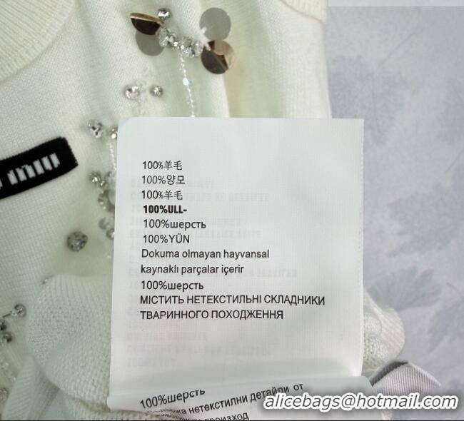 Discount Miu Miu Wool Knit Vest with Sequins Charm MM032312 White 2026
