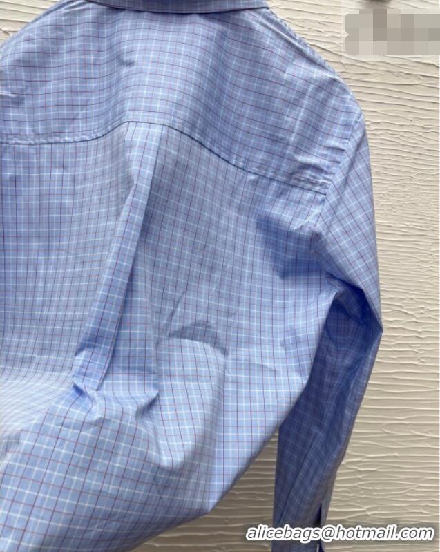 Unique Discount Miu Miu Plaid Shirt MM122522 Blue/Red 2026