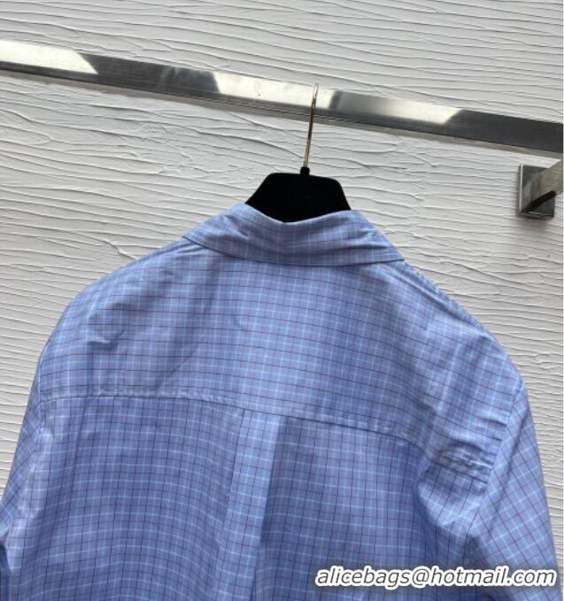 Unique Discount Miu Miu Plaid Shirt MM122522 Blue/Red 2026