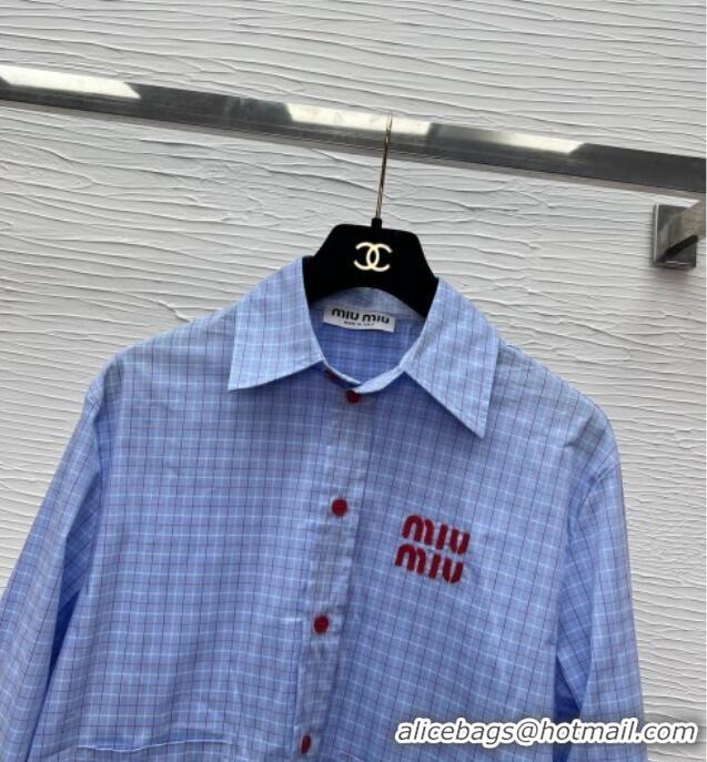 Unique Discount Miu Miu Plaid Shirt MM122522 Blue/Red 2026