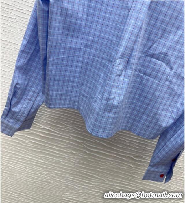 Unique Discount Miu Miu Plaid Shirt MM122522 Blue/Red 2026