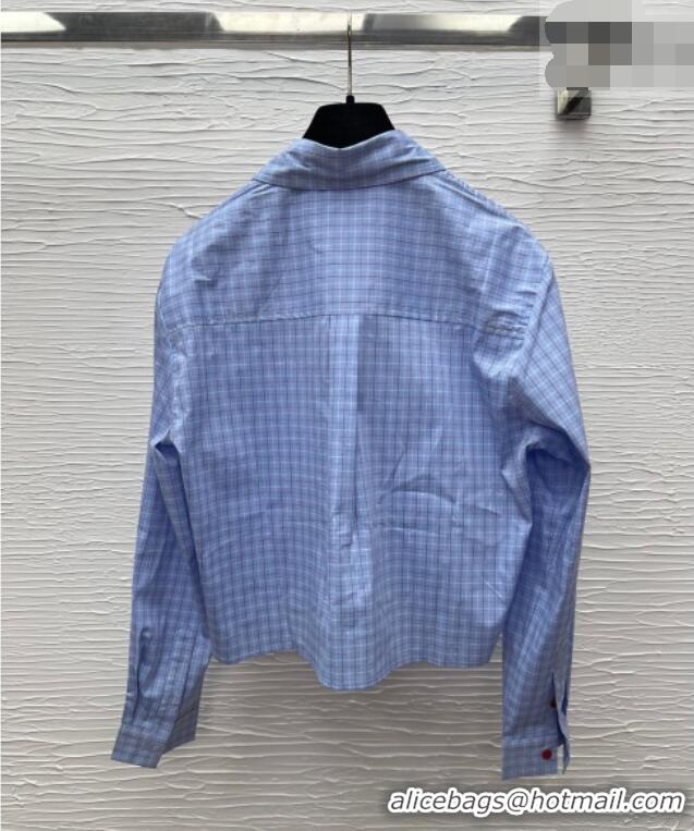 Unique Discount Miu Miu Plaid Shirt MM122522 Blue/Red 2026