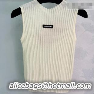 Shop Discount Miu Miu Wool Knit Vest MM032306 White 2026