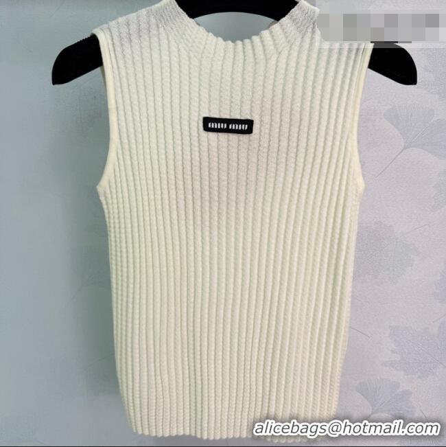 Shop Discount Miu Miu Wool Knit Vest MM032306 White 2026