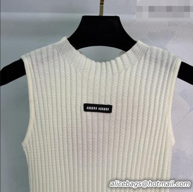 Shop Discount Miu Miu Wool Knit Vest MM032306 White 2026
