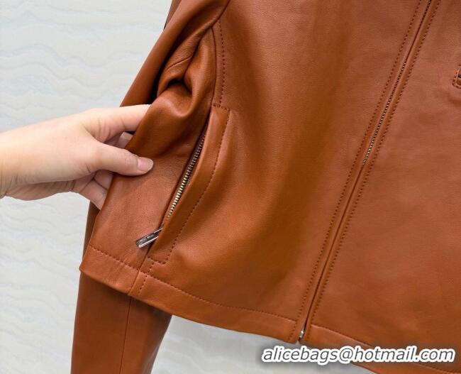 Market Sells Miu Miu Lambskin Leather Jacket MM032309 Brown 2026