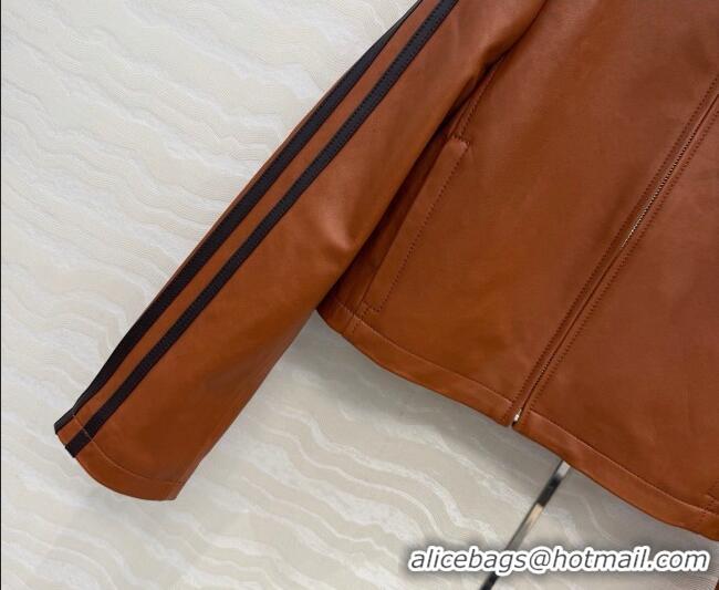 Market Sells Miu Miu Lambskin Leather Jacket MM032309 Brown 2026