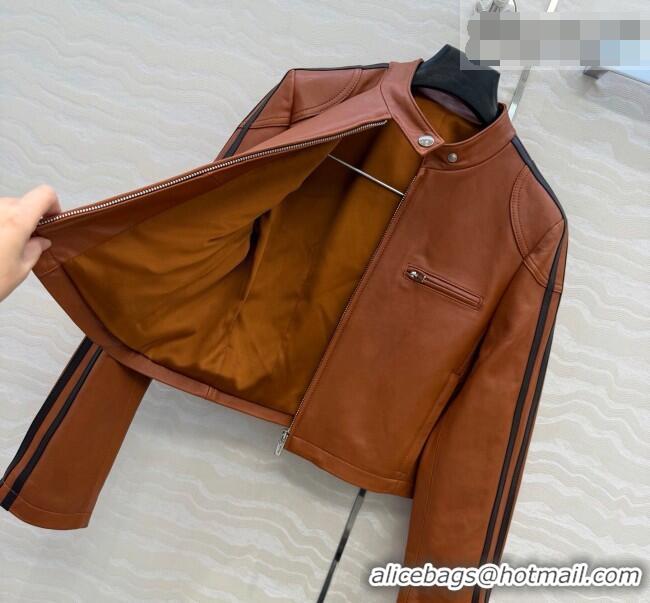 Market Sells Miu Miu Lambskin Leather Jacket MM032309 Brown 2026