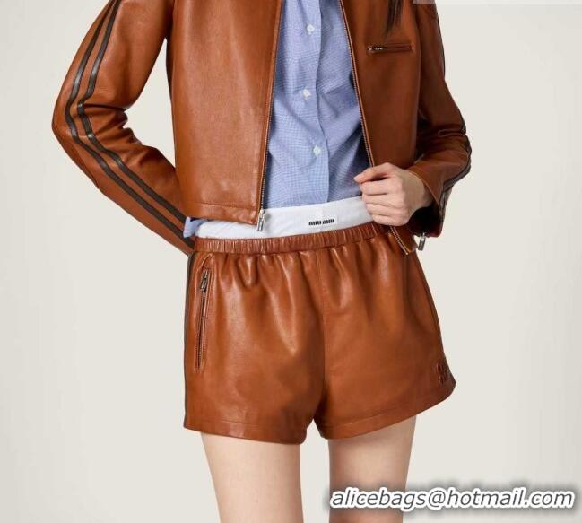 Market Sells Miu Miu Lambskin Leather Jacket MM032309 Brown 2026
