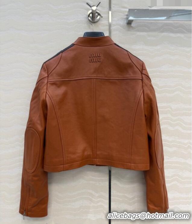 Market Sells Miu Miu Lambskin Leather Jacket MM032309 Brown 2026