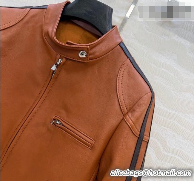 Market Sells Miu Miu Lambskin Leather Jacket MM032309 Brown 2026