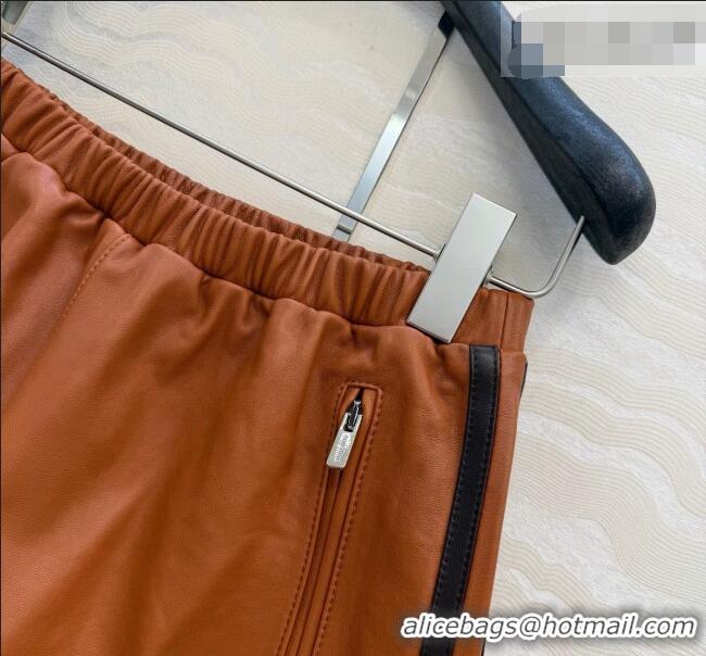 Good Product Miu Miu Lambskin Leather Shorts MM032309 Brown 2026