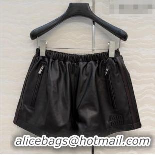 Best Quality Miu Miu Lambskin Leather Shorts MM032309 Black 2026
