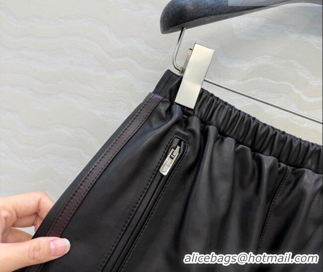 Best Quality Miu Miu Lambskin Leather Shorts MM032309 Black 2026