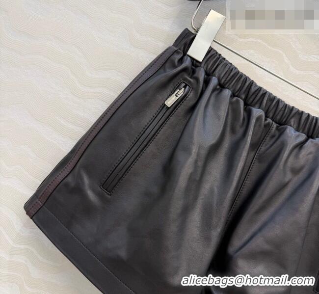 Best Quality Miu Miu Lambskin Leather Shorts MM032309 Black 2026