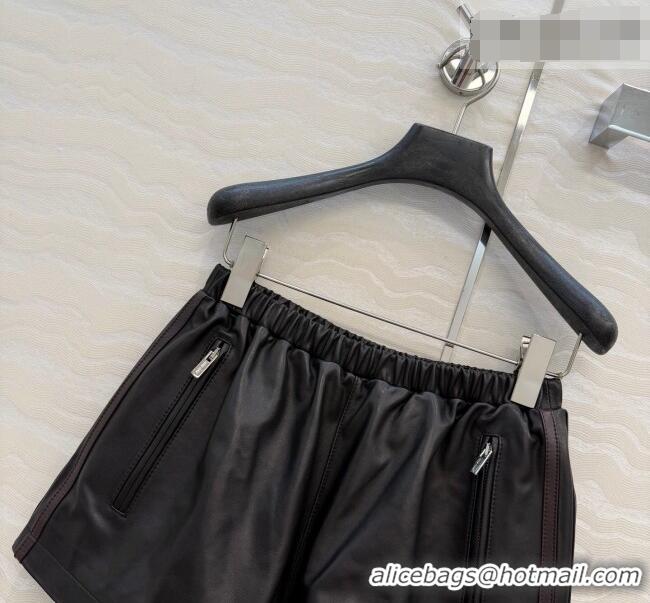 Best Quality Miu Miu Lambskin Leather Shorts MM032309 Black 2026