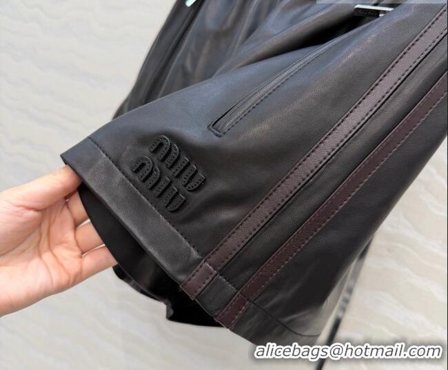 Best Quality Miu Miu Lambskin Leather Shorts MM032309 Black 2026