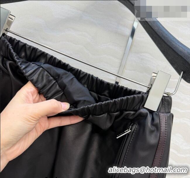 Best Quality Miu Miu Lambskin Leather Shorts MM032309 Black 2026