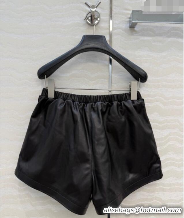 Best Quality Miu Miu Lambskin Leather Shorts MM032309 Black 2026