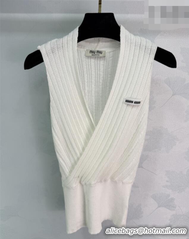 ​Buy Fashionable Miu Miu Wool Knit Vest MM032310 White 2026