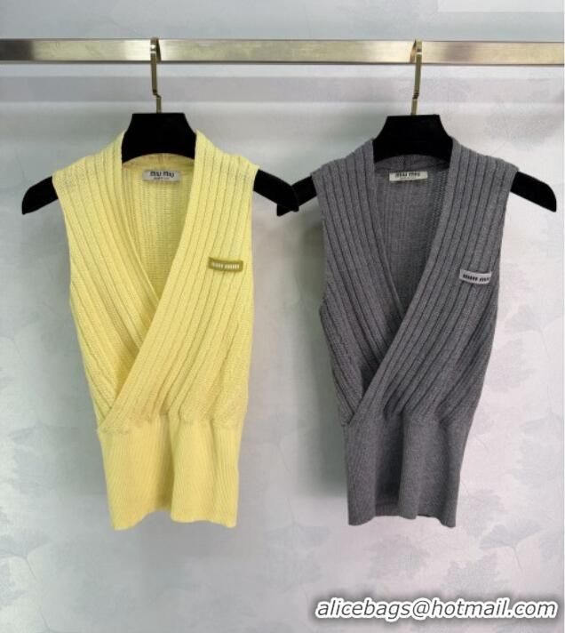 Buy Fashionable Miu Miu Wool Knit Vest MM032310 Black 2026
