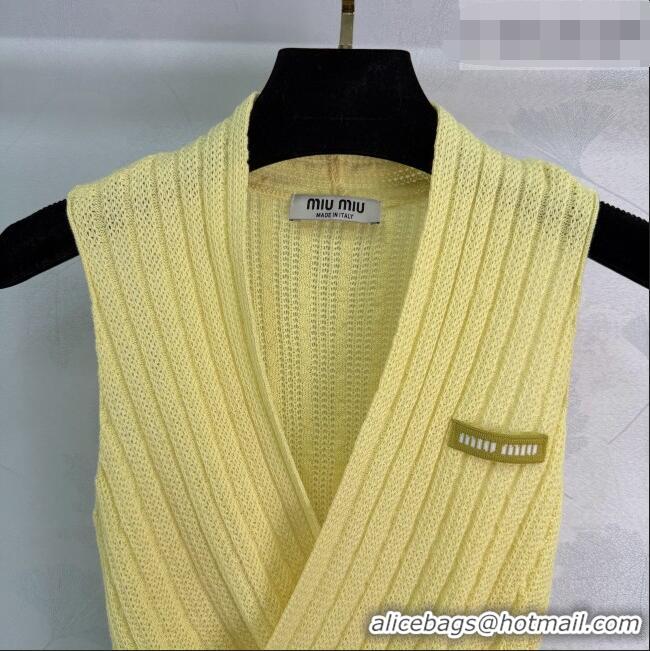 Reasonable Price Miu Miu Wool Knit Vest MM032310 Yellow 2026