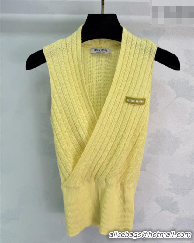 Reasonable Price Miu Miu Wool Knit Vest MM032310 Yellow 2026