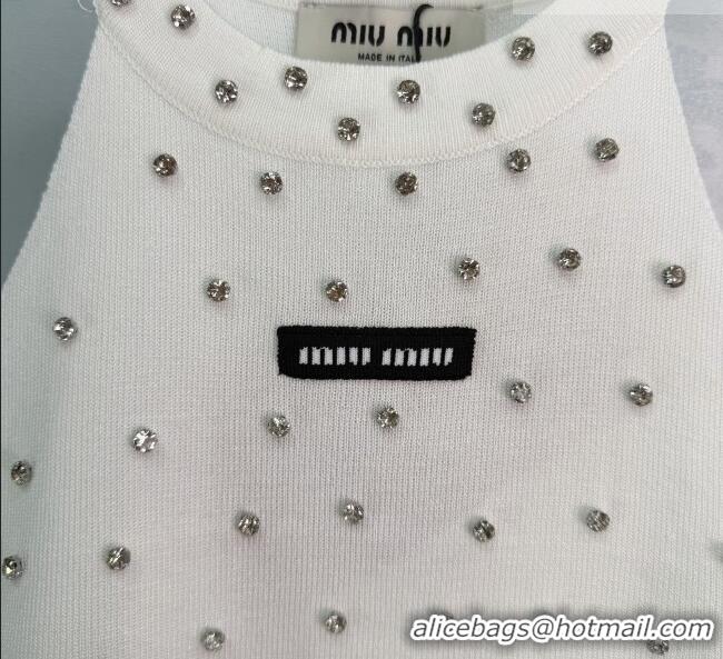 ​Grade Quality Miu Miu Vest with Strass and Feather MM032311 White 2026