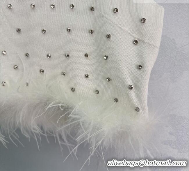 ​Grade Quality Miu Miu Vest with Strass and Feather MM032311 White 2026