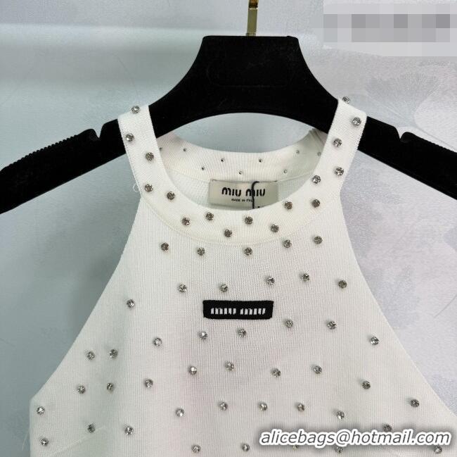 ​Grade Quality Miu Miu Vest with Strass and Feather MM032311 White 2026
