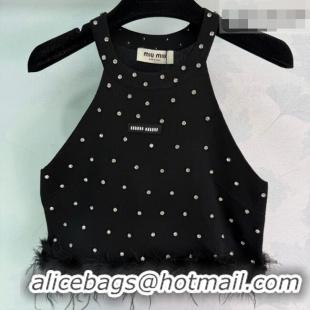 Grade Quality Miu Miu Vest with Strass and Feather MM032311 Black 2026
