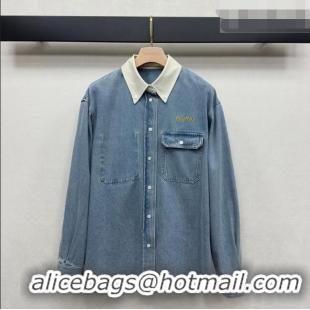Inexpensive Miu Miu Cotton Denim Jacket MM032314 Blue 2026