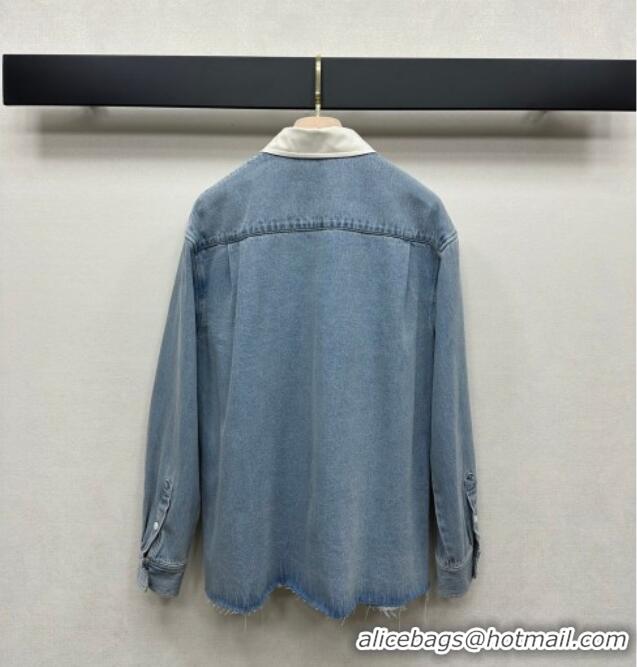 Inexpensive Miu Miu Cotton Denim Jacket MM032314 Blue 2026