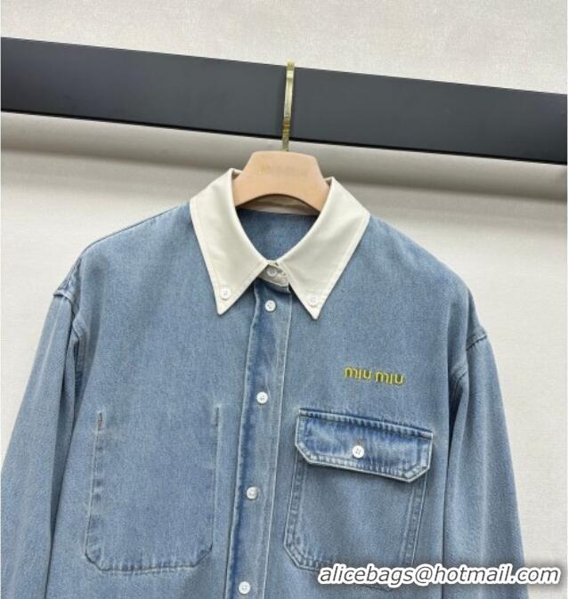 Inexpensive Miu Miu Cotton Denim Jacket MM032314 Blue 2026