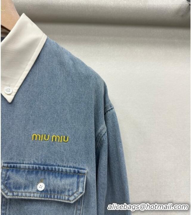 Inexpensive Miu Miu Cotton Denim Jacket MM032314 Blue 2026