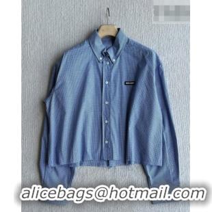 Best Quality Miu Miu Cotton Plaid Shirt MM032313 Light Blue 2026