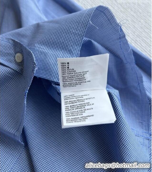Best Quality Miu Miu Cotton Plaid Shirt MM032313 Light Blue 2026