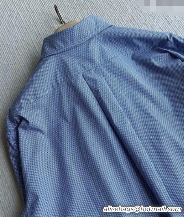Best Quality Miu Miu Cotton Plaid Shirt MM032313 Light Blue 2026