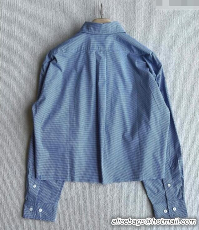 Best Quality Miu Miu Cotton Plaid Shirt MM032313 Light Blue 2026