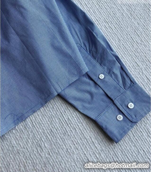 Best Quality Miu Miu Cotton Plaid Shirt MM032313 Light Blue 2026