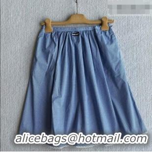 Reasonable Price Miu Miu Cotton Plaid Skirt MM032313 Light Blue 2026