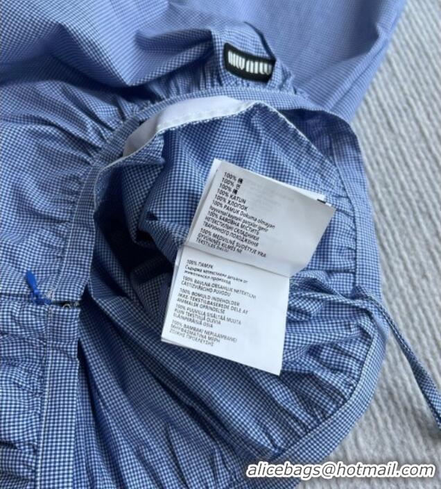 Reasonable Price Miu Miu Cotton Plaid Skirt MM032313 Light Blue 2026