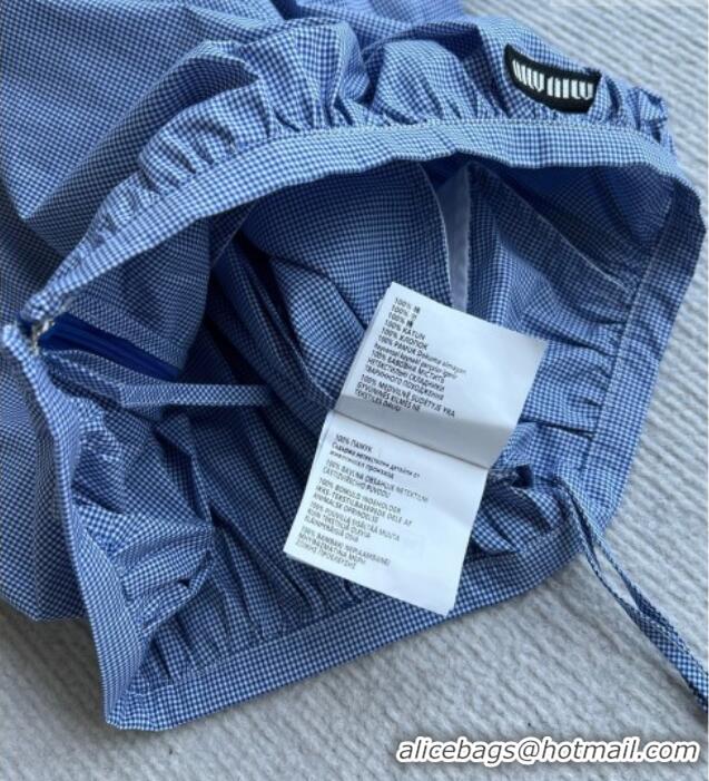 Reasonable Price Miu Miu Cotton Plaid Skirt MM032313 Light Blue 2026