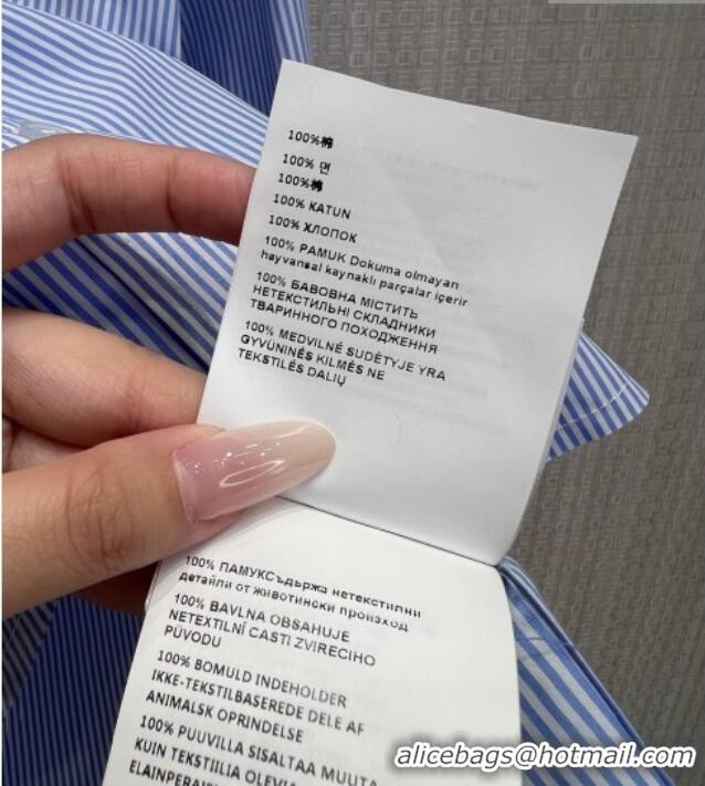 Promotional Miu Miu Cotton Striped Shirt MM032313 Light Blue 2026