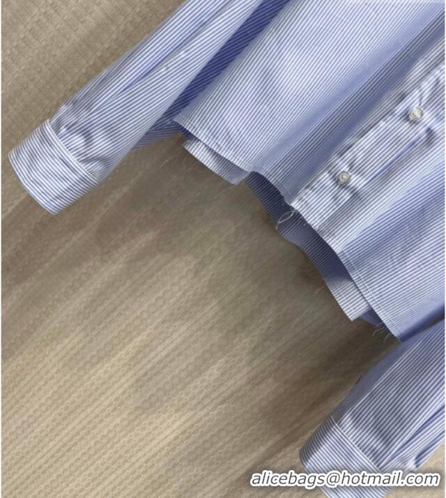 Promotional Miu Miu Cotton Striped Shirt MM032313 Light Blue 2026